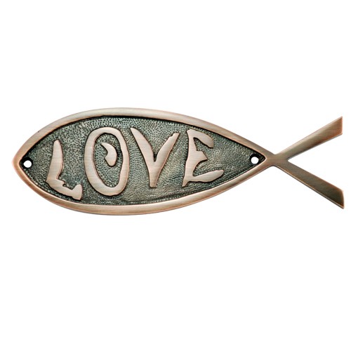 "Love" Brass Fish Door Sign 